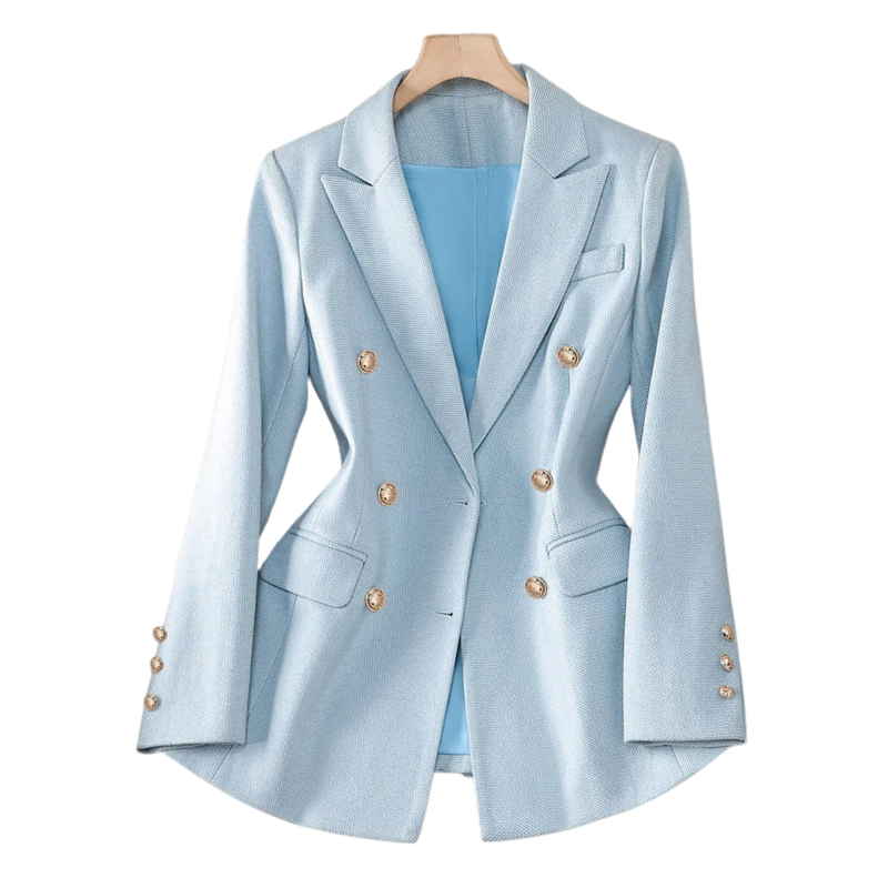 Blazer feminino de alfaiataria acinturado com botões frontais