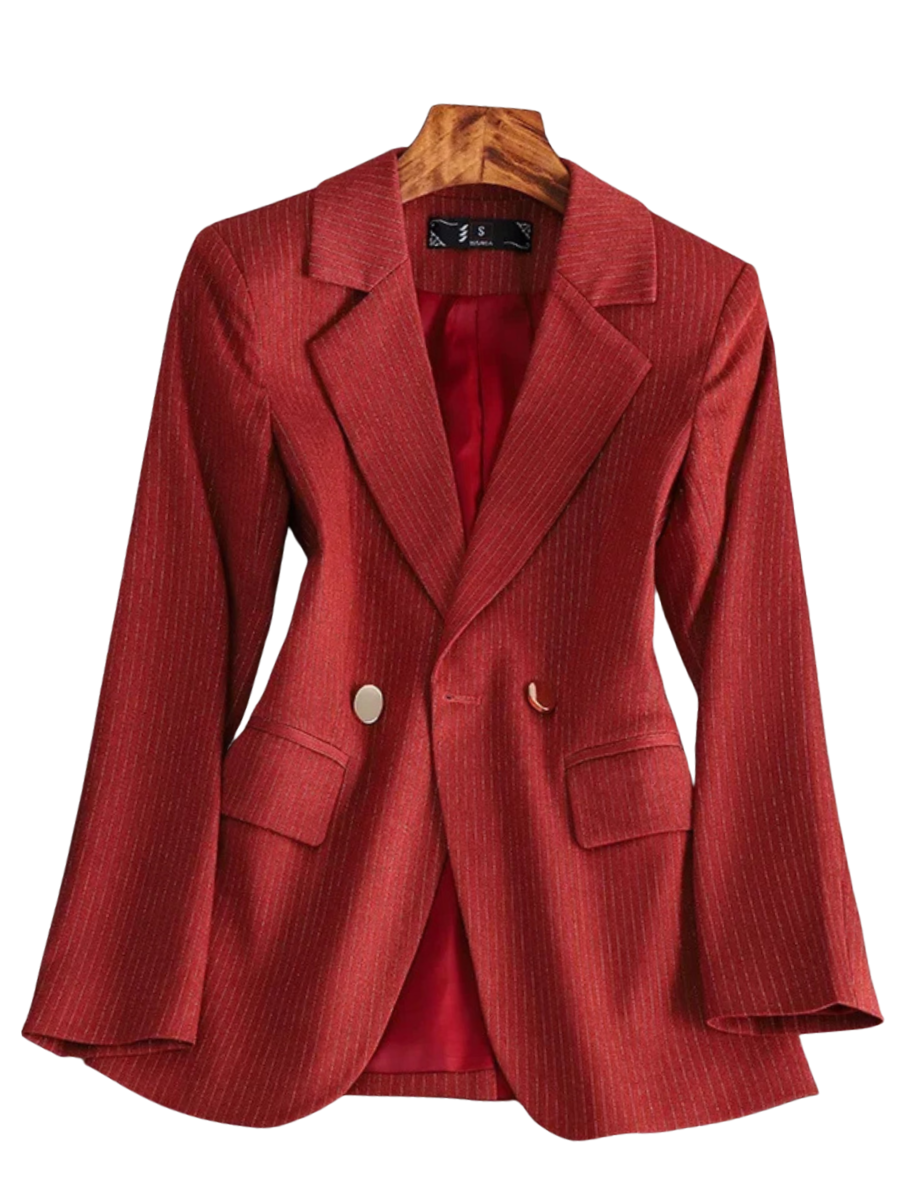 Blazer feminino de alfaiataria acinturado com botões frontais