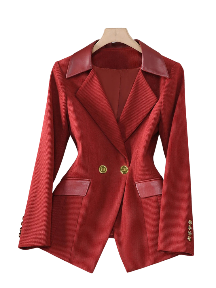 Blazer feminino de alfaiataria acinturado com botões frontais