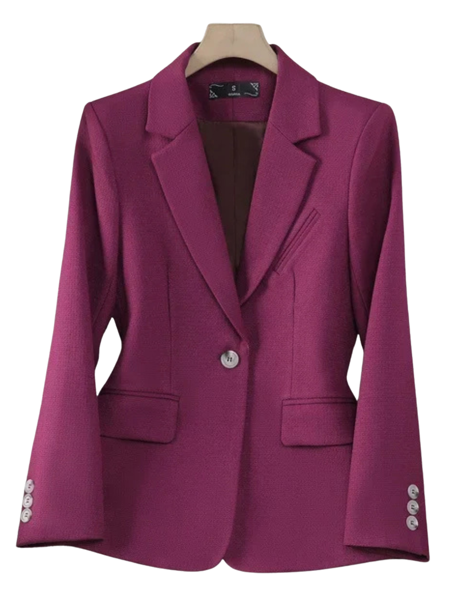 Blazer feminino de alfaiataria acinturado com botões frontais